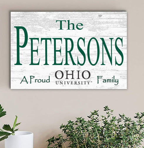 Ohio University Family Name Sign – Personalized Bobcats Wood Plaque