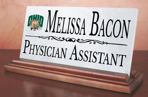 Ohio University Desk Nameplate – Custom Marble Name Sign with Title