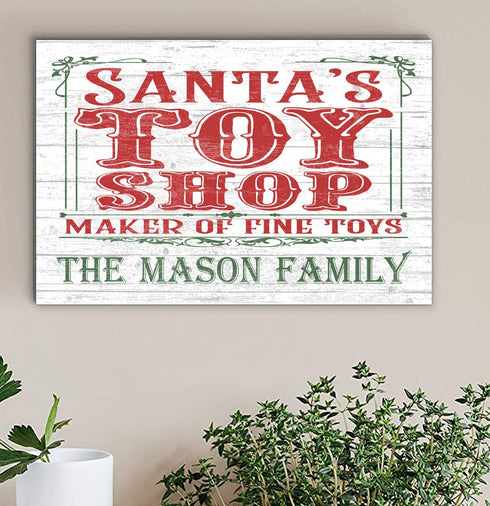 Old Fashioned Christmas Sign Santa's Toy Shop Christmas Holiday Sign Personalized