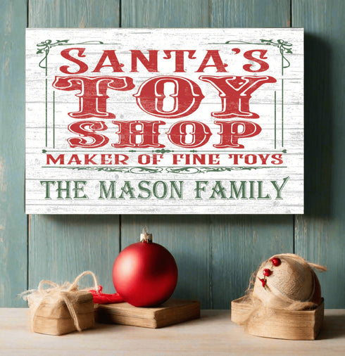 Old Fashioned Christmas Sign Santa's Toy Shop Christmas Holiday Sign Personalized