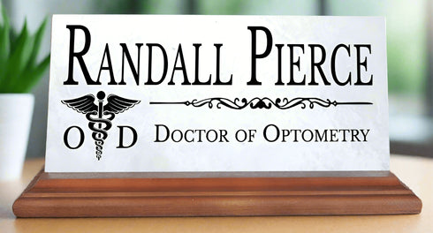 Optometrist Desk Nameplate – Personalized Marble Gift for ODs