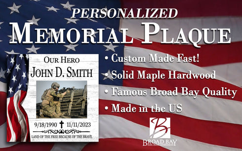 Memorial Military Hero Plaque – Personalized 10.5" x 10.5" Photo Tribute With Name and Dates