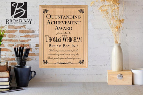 Outstanding Achievement Award Plaque – Personalized Recognition Gift with Custom Name, Title & Message