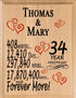 Personalized Anniversary Plaque - Custom Wood Sign with Names & Year