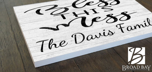 Personalized Bless This Mess Sign Funny Farmhouse Décor