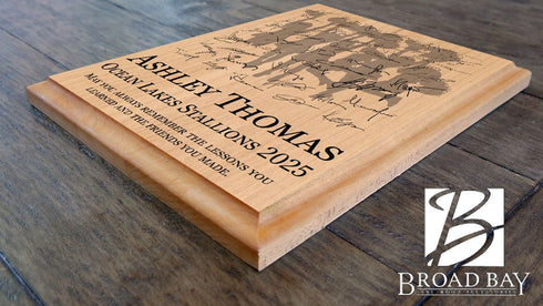 Cheer Award Plaque β Recognition Trophy for Cheerleaders, Seniors & Team Coaches - Custom Signable Gift - Solid Wood