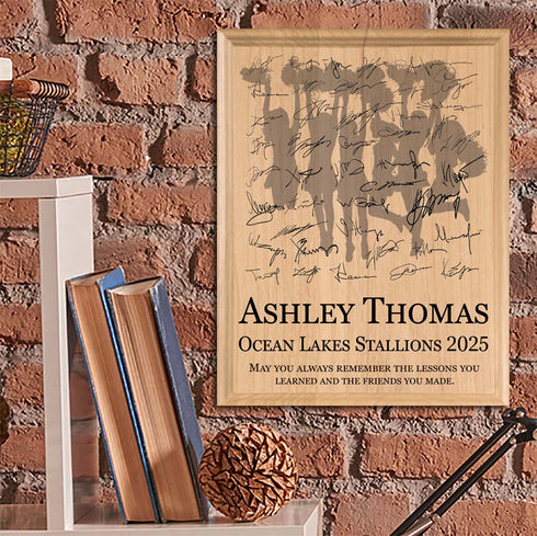 Cheer Award Plaque β Recognition Trophy for Cheerleaders, Seniors & Team Coaches - Custom Signable Gift - Solid Wood