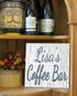 Personalized Coffee Bar Sign - Custom Name Kitchen Decor Solid Wood