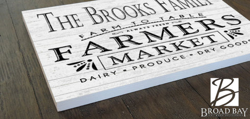 Personalized Farmer's Market Farmhouse Sign Kitchen or Pantry Rustic Décor