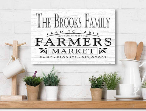 Personalized Farmer's Market Farmhouse Sign Kitchen or Pantry Rustic Décor