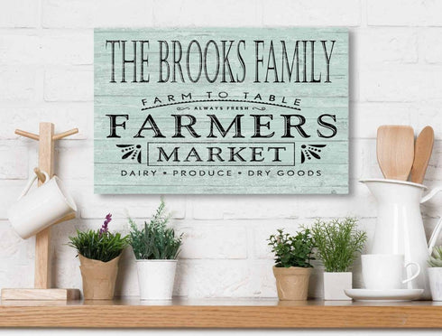 Personalized Farmer's Market Farmhouse Sign Kitchen or Pantry Rustic Décor