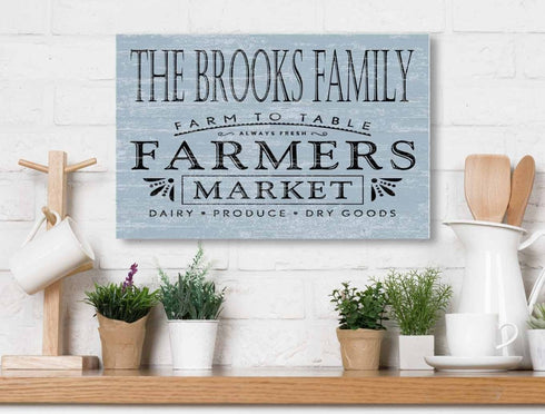 Personalized Farmer's Market Farmhouse Sign Kitchen or Pantry Rustic Décor