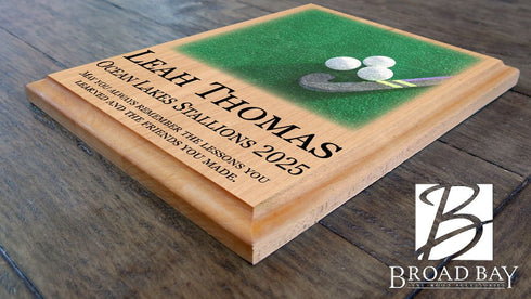 Field Hockey Award Plaque โ Recognition Trophy for Players, Seniors & Team Coaches - Custom Signable Gift - Solid Wood