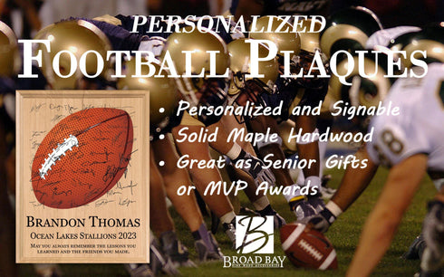 Football Award Plaque – Recognition Trophy for Players, Seniors & Team Coaches - Custom Signable Gift - Solid Wood