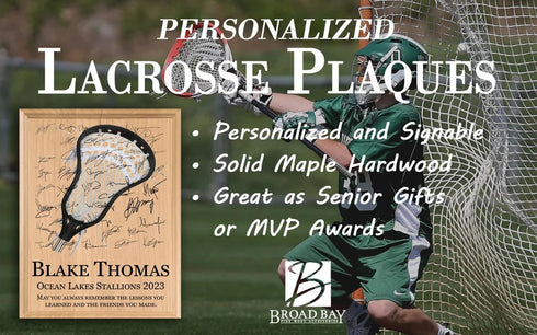 Lacrosse Award Plaque – Recognition Trophy for Players, Seniors & Team Coaches - Custom Signable Gift - Solid Wood