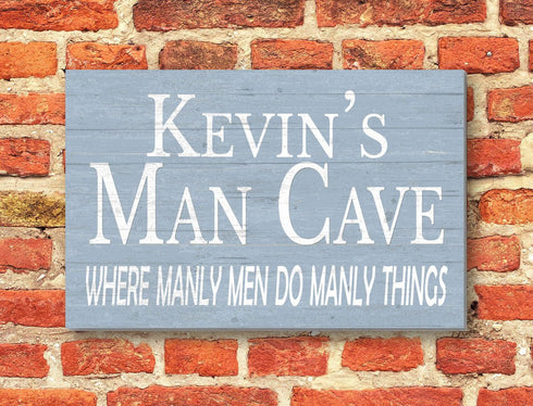 Personalized Man Cave Sign Decoration Custom Solid Wood Gift for Men Husband A Man