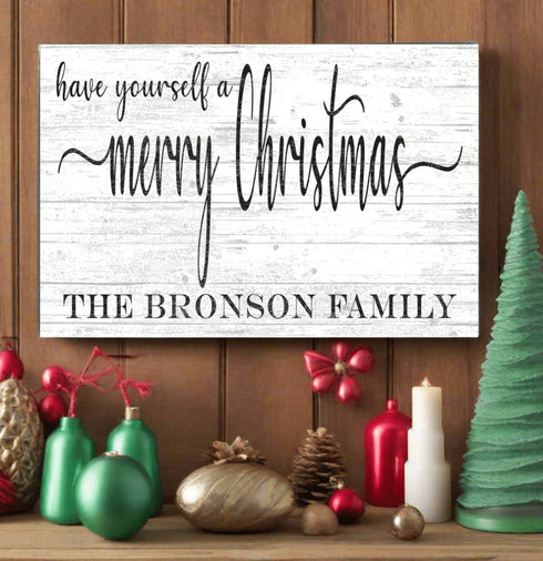 Personalized Merry Christmas Wood Sign