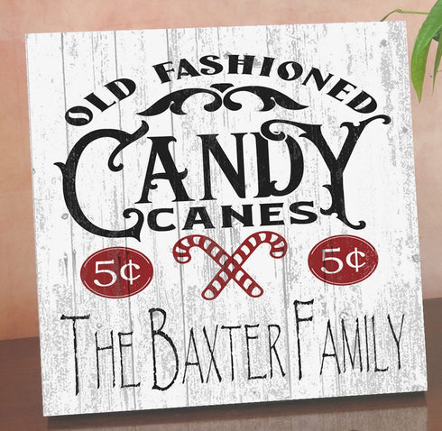 Candy Cane Christmas Sign - Personalized Custom Family Name Holiday Decoration