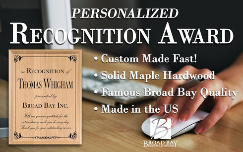 Recognition Award Plaque – Personalized In Recognition Gift for Employees or Volunteers