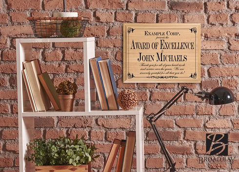 Award of Excellence Plaque – Personalized Employee Recognition Gift for Outstanding Achievement