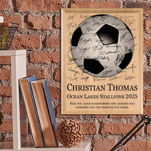 Soccer Award Plaque – Recognition Trophy for Players, Seniors & Team Coaches - Custom Signable Gift - Solid Wood