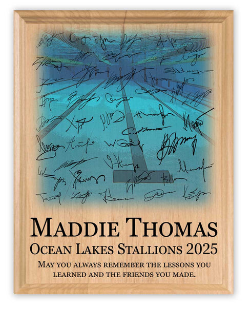 Swimming Award Plaque – Swim Recognition Trophy - Custom Signable Gift for Swimmers, Seniors & Team Coaches – Solid Wood