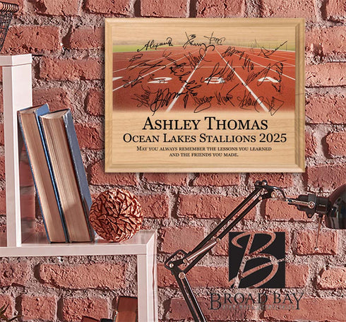 Personalized Track Plaque – Custom Signable Team Gift for Seniors & Coaches – Solid Maple Wood