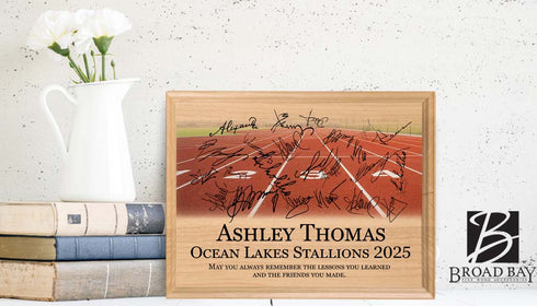 Personalized Track Plaque – Custom Signable Team Gift for Seniors & Coaches – Solid Maple Wood
