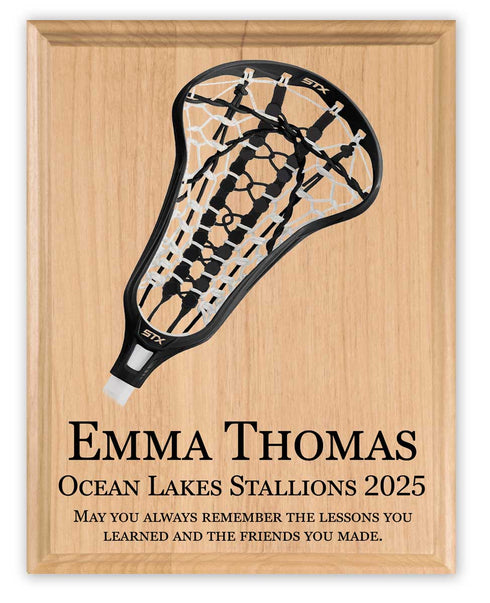Womens Lacrosse Award Plaque – Recognition Trophy - Custom Signable Gift for Players, Seniors & Team Coaches – Solid Wood