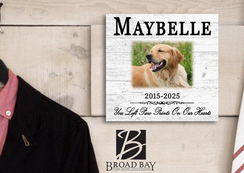 Pet Memorial Photo Plaque – “Paw Prints On Our Hearts” Custom Sign