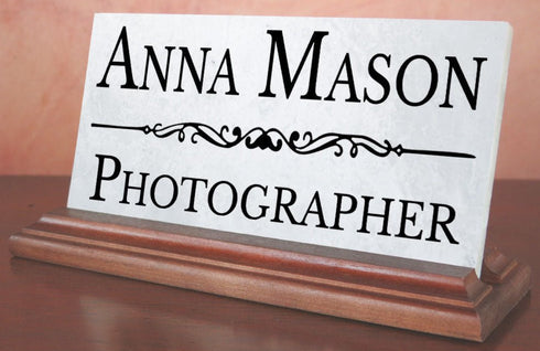 Marble Desk Nameplate – Personalized Office Gift for Photographers & Creatives