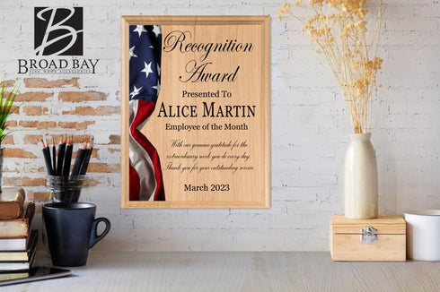 Recognition Award Plaque Custom for Military, Government, Law Enforcement Achievement or Retirement