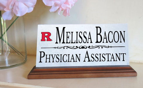 Rutgers University Desk Nameplate – Custom Marble Name Sign with Title