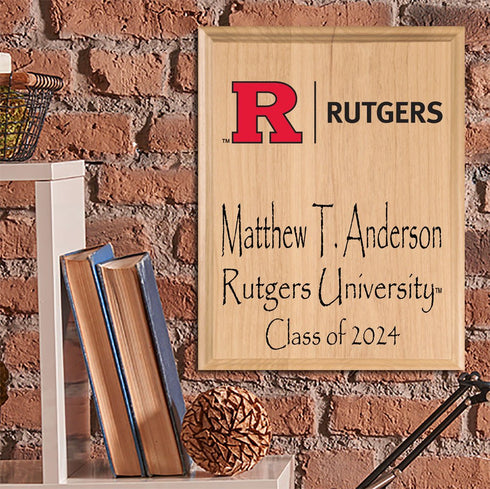 Official Rutgers Class Year Plaque - RU New Student or Graduation Gift – Custom Name and Year Solid Wood Sign