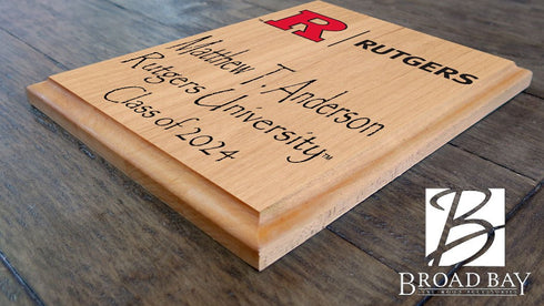 Official Rutgers Class Year Plaque - RU New Student or Graduation Gift – Custom Name and Year Solid Wood Sign