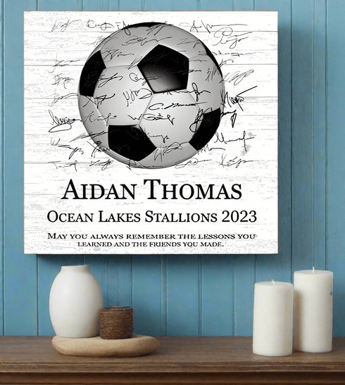 Personalized Soccer Award Plaque - Team Signable - Recognition for Player or Coach