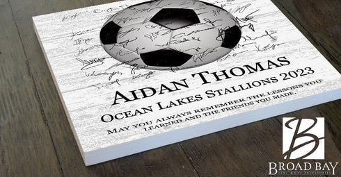 Personalized Soccer Award Plaque - Team Signable - Recognition for Player or Coach