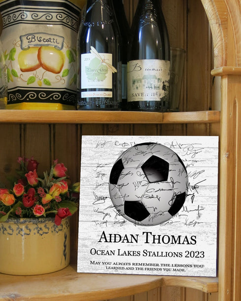 Personalized Soccer Award Plaque - Team Signable - Recognition for Player or Coach