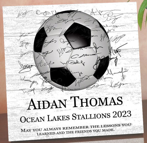 Personalized Soccer Award Plaque - Team Signable - Recognition for Player or Coach