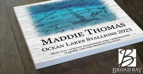 Swim Team Award Plaque - Signable Swimming Coach Gift - Solid Wood