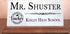 Teacher Desk Nameplate – Personalized Marble Name Plaque with School Name & Badge Design