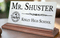 Teacher Desk Nameplate – Personalized Marble Name Plaque with School Name & Badge Design