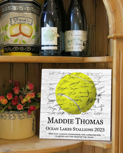 Tennis Award Plaque or Coach Recognition Gift - Signable Team Gift