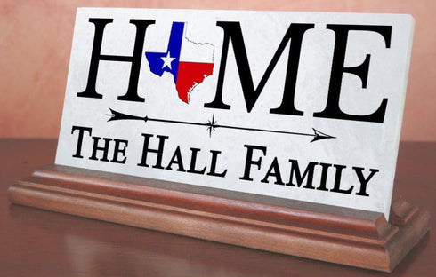 Texas HOME Shelf Sign – Personalized Family Name Decor With Lone Star Design