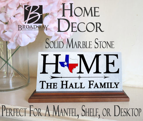 Texas HOME Shelf Sign – Personalized Family Name Decor With Lone Star Design