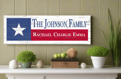 Texas Flag Sign - Personalized Family Name & Established Date - Custom Wood