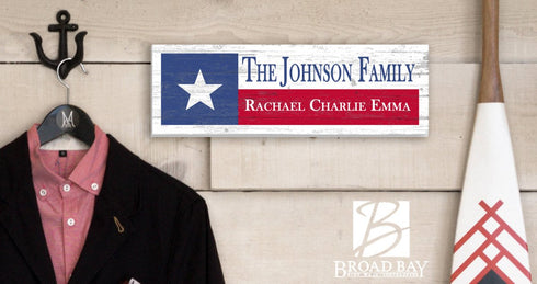 Texas Flag Sign - Personalized Family Name & Established Date - Custom Wood
