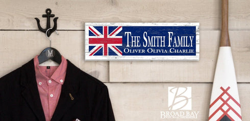 UK Flag Family Name Sign Custom Wood Wall Art for English Family