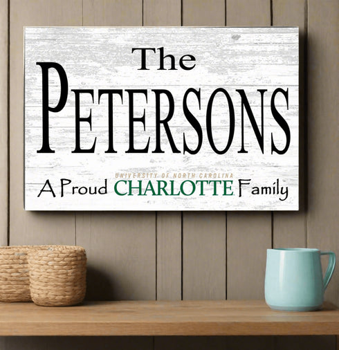 UNC Charlotte Family Name Sign – Personalized 49ers Gift Wood Sign