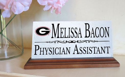 University of Georgia Desk Nameplate – Custom Marble Name Sign with Personalized Title